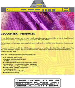 Geocomtex website screenshot from 2005