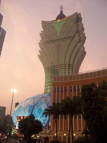 Grand Lisboa Casino at dusk