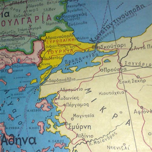 Turkey depicted on a Greek map