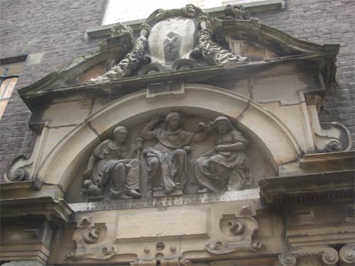 Stonework above the entrance ot the old Amsterdam Spinning House