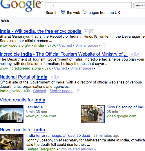 Google India search