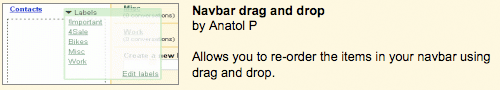 Gmail navbar drag and drop feature