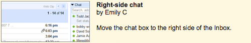 Gmail right-side chat feature