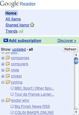 Google Reader navigation