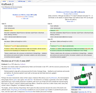 Kraftwerk 2 diff page on Wikipedia