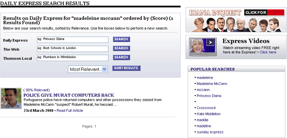 Daily Express search results