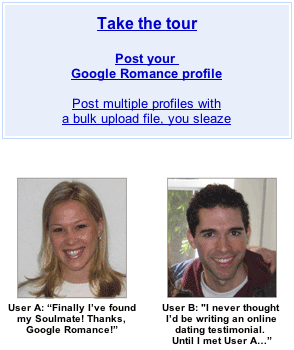 Google Romance testimonials