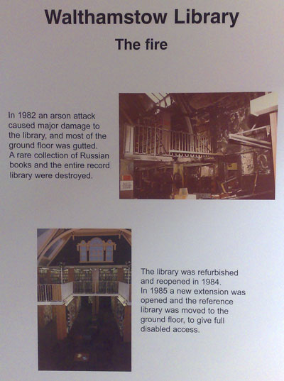 Information board at Walthamstow Central's library