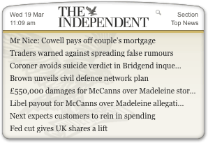 The Independent RSS reading widget