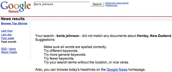 Blank Boris from Google News