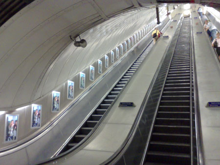 Picture of escalators at Green Park Underground station