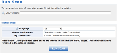 Setting up a scan on Spellr.us