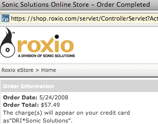 Roxio eStore confusion