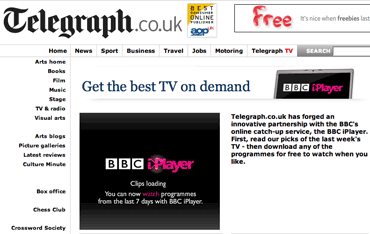 iPlayer on The Telegraph site