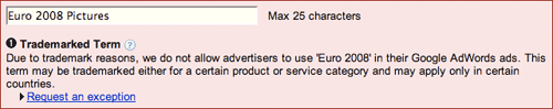 Google trademark restriction in AdWords