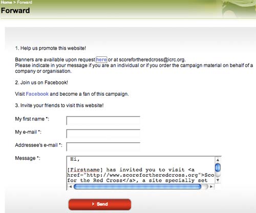 Score for the Red Cross 'forward' form