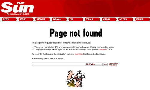 The Sun 404 page