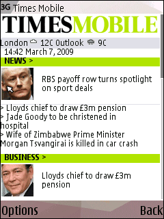 Times Mobile homepage