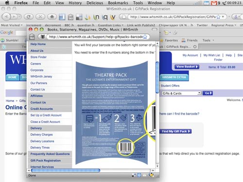 Online barcode entry instructions