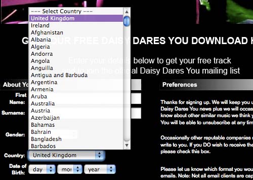 Daisy Dares You country form element