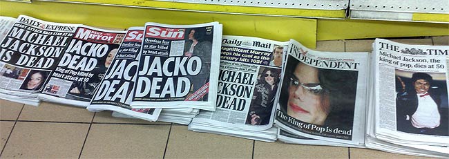 Michael Jackson front pages