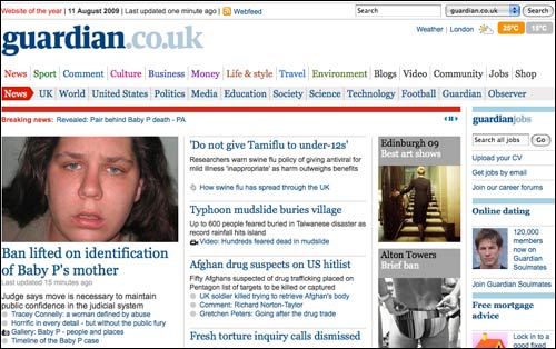 Guardian homepage