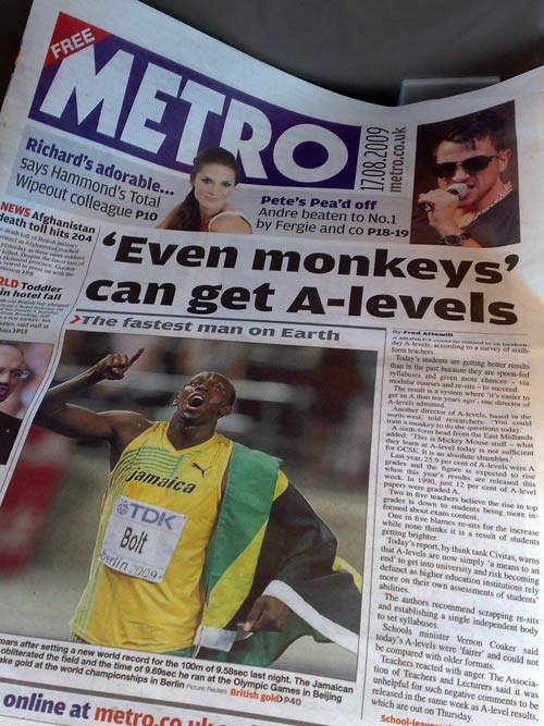 Metro’s A-level monkeys