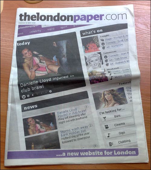 Londonpaper website promotion wraparound front