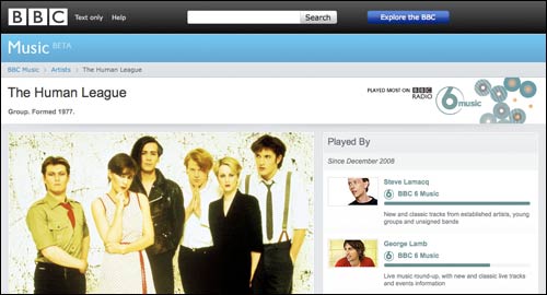 BBC Music beta Human League page