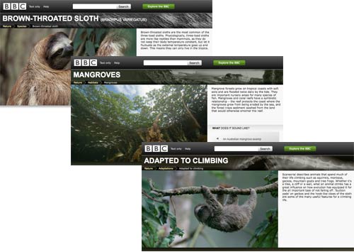 BBC Nature page screenshots