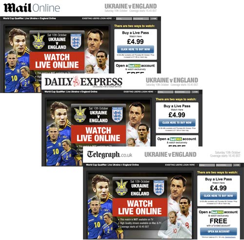Newspaper branded streaming Ukraine match