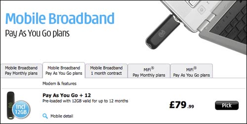 Three mobile broadband pay-as-you-go tariffs