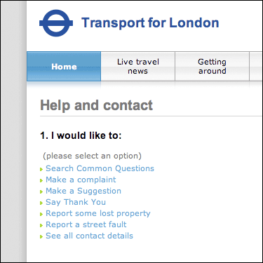 TFL customer comments form