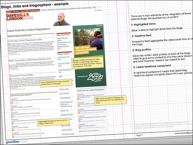 Dave Hill's blogosphere featured in some of my wireframe documents