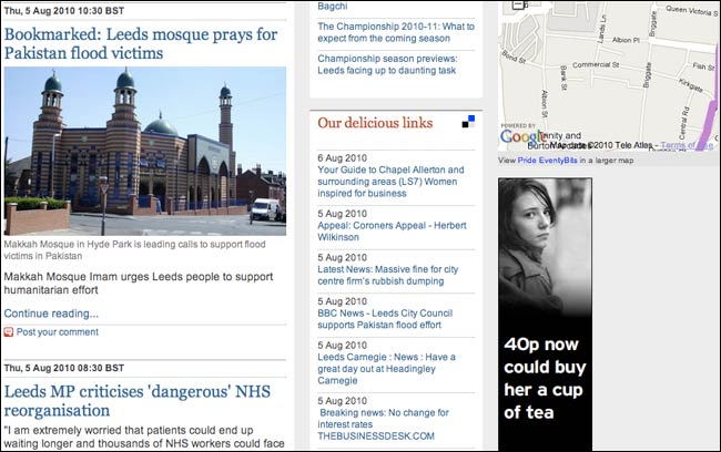 Delicious link feed on Guardian Leeds