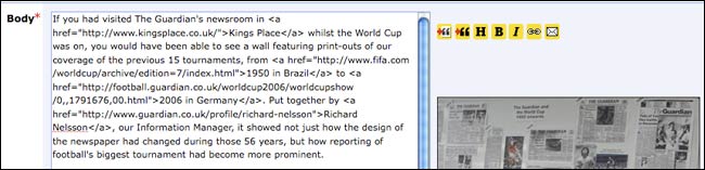 WYSIWYG editor within the guardian.co.uk R2 content management system
