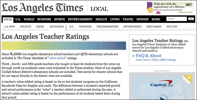 Los Angeles Teacher Ratings site