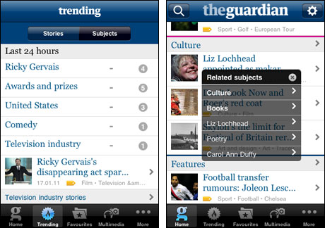 Tags on the Guardian iPhone app