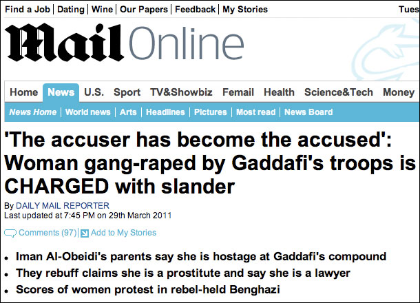 Mail Libya Gang Rape Headline