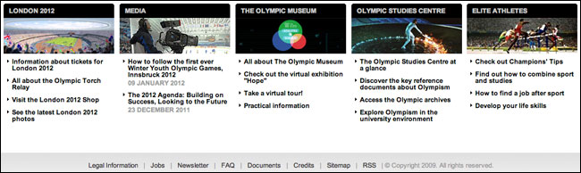 The IOC website - copyright three years ago