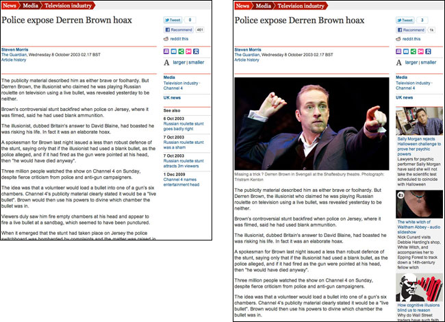 Derren Brown article on the Guardian