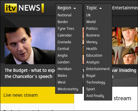 ITV News Expanded Filters