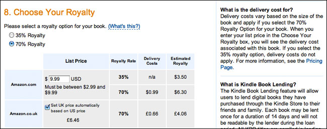 Amazon Royalty Interface