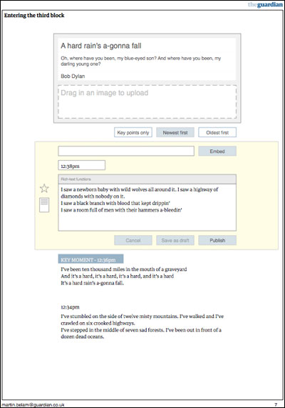 Live Blog Wireframes