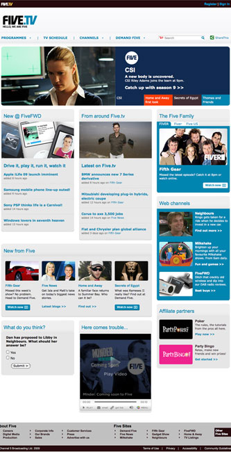 Five homepage - January 2009