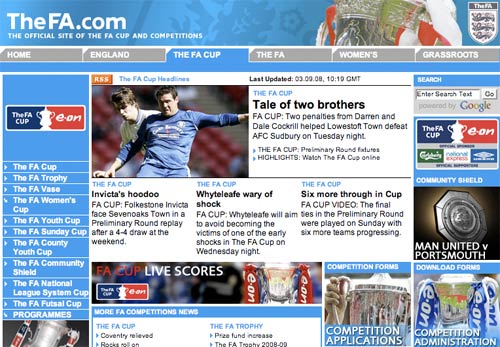 English FA Cup homepage