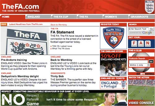 English FA homepage