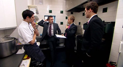 The boys in their Italian kitchen on The Apprentice