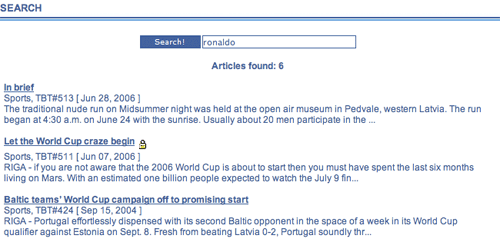 Baltic Times results indicate which items are subscription only