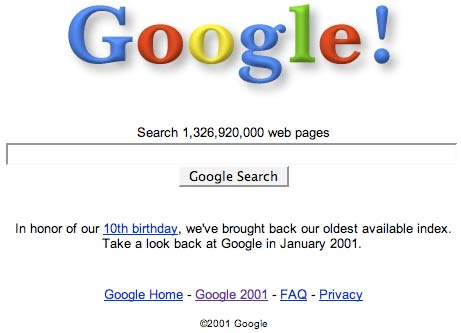 Google 2001 search